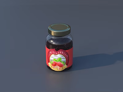 Traditional Italian Pasta In Glass Jar With Golden Lid And Red Label 3d model