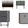 Modern Decorative Cabinets With Geometric Patterns And Metal Legs Design 3d model