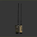Two Weapon Grade Walkie Talkies With Long Antennas Yellow Brown On Gray Background