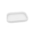 White Square Shaped Modern Washbasin With Ribbed Edges And Central Drain Hole