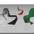 Modern Curved Single Chairs With Multiple Colors And Sleek Surface Design 3d model