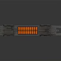 Industrial Station Structure With Tall Gray Pillars And Orange Platform Sections