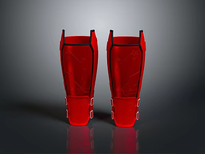 Red Shin Guards With Durable Protective Design And Adjustable Straps For Daily Use 3d model