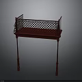 Red Furniture With Lattice Pattern Railings And Sturdy Supportive Legs Design