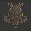 Detailed Iridescent Sea Turtle With Patterned Shell And Flippers On Black Surface