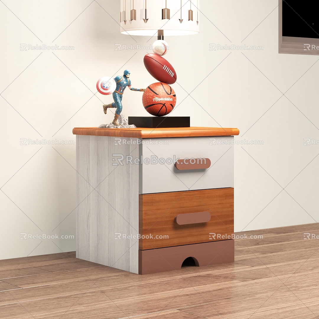 Mediterranean Bedroom Bedside Cabinet 3d model