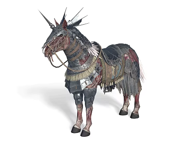 Game Movie Character Armored Horse With Spiked Armor Saddle And Tassels 3d model