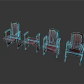 Four Vintage Maroon Armchairs With Wooden Frame And Upholstered Seats