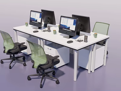 Modern Office Desk and Chair Simple Office Desk and Chair Staff Workstation Office Workstation 3d model