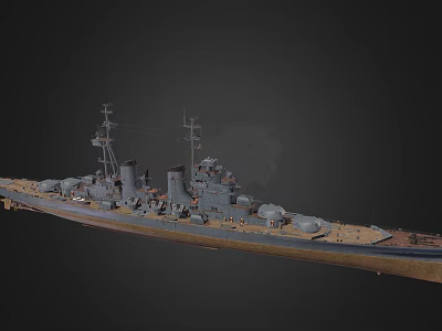 Detailed Warship Model Featuring Main Guns Masts And Deck Structure Design 3d model