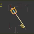 3D Rendered Shiny Metallic Key Featuring Golden Accent And Silver Reflective Handle