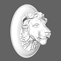 Decorative White Lion Head Animal Wall Decor With Circular Base Sculpture