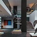 Modern Clubhouse Grand Lobby With Sculptural Artwork And Statement Chandelier