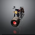 Vintage Motorcycle With Round Headlight Brown Leather Seat And Red Accent Tire
