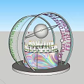 Modern Display Stand With Neon Lights Sphere Decoration And Colorful Bottles Base