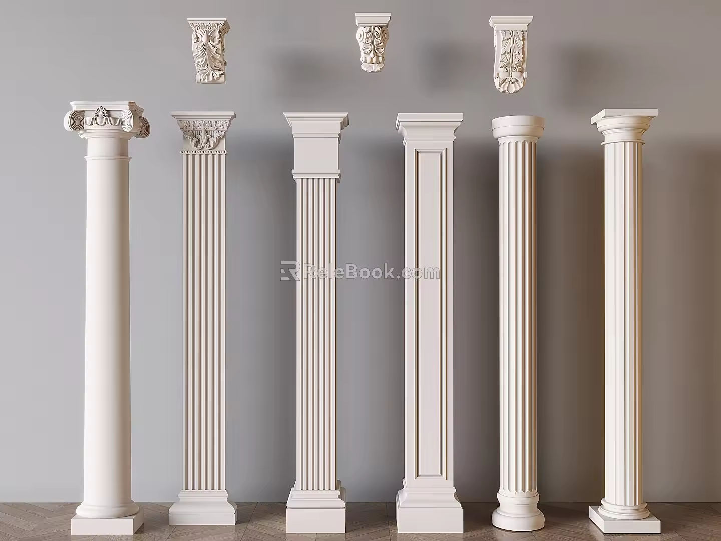 European Roman Column European Column Carved Column Head Combination Simple European Column 3d model