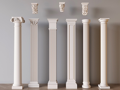 European Roman Column European Column Carved Column Head Combination Simple European Column model