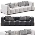 Modern Sectional Sofa In Gray And White With Decorative Pillows And Comfortable Design