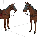 Two Brown Reptiles With Saddle And Harness Accessories On White Background 3d model