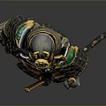 Man Wearing Traditional Samurai Armor With Golden Accents And Sword