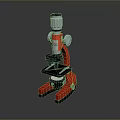Red Metallic Microscope Industrial Equipment With Precision Lenses And Stable Base