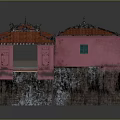 Unique Architectural Structure With Red Roof And Pink Wooden Design Elements