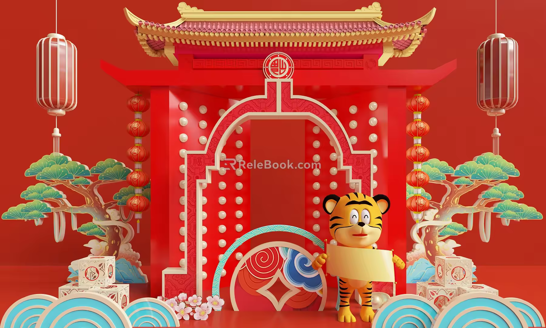 New Chinese Style Meichen Year of the Tiger 3d model