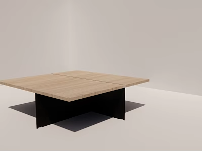 Minimalist Modern Dining Table With Light Wooden Top And Black Slim Legs 3d model