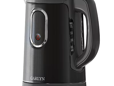 GARYN Black Electric Kettle With Water Level Indicator And Red Light Button 3d model