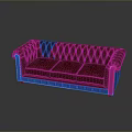 Red Leather Sofa With Tufted Design And Nailhead Trim For Living Room