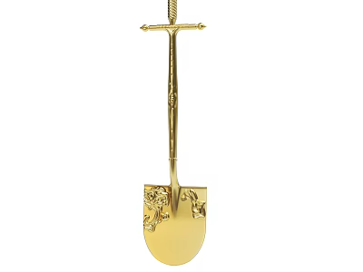 Golden Ornate Shovel With Intricate Decorative Carvings And Elegant Design For Collectible Display Piece 3d model