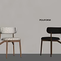Poliform Modern Chairs With Light And Dark Fabric Seats And Wooden Legs