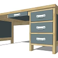 Simple Wooden Desk With Light Wood Top Gray Drawers And Silver Handles