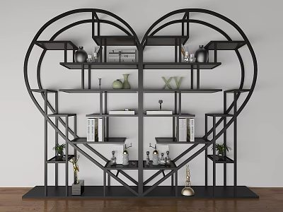 New Chinese Bookshelf Heart-shaped Bookshelf 3d model