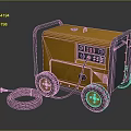 Industrial Yellow Portable Machine with Wheels Control Panel and Connected Cable 3d model