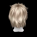 Game Movie Character 3D Head Model with Blonde Curly Short Hair on Black Background