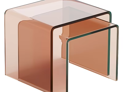 Transparent Modern Light Brown Acrylic Side Tables Stacked With Minimalist Design 3d model