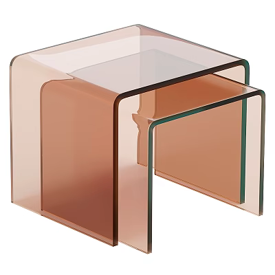 Transparent Modern Light Brown Acrylic Side Tables Stacked With Minimalist Design 3d model