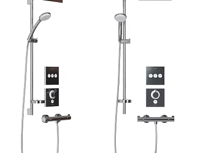 Modern Shower System With Handheld Spray Rainfall Head And Thermostatic Control 3d model