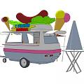 Colorful Mobile Food Truck With Hot Dog Ice Cream Decor