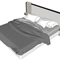 Modern Double Bed Interior With Gray Duvet And White Pillows