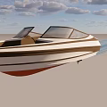 Modern Wooden Boat with Cockpit Seats Sailing Smoothly on Blue Water Creating Wake