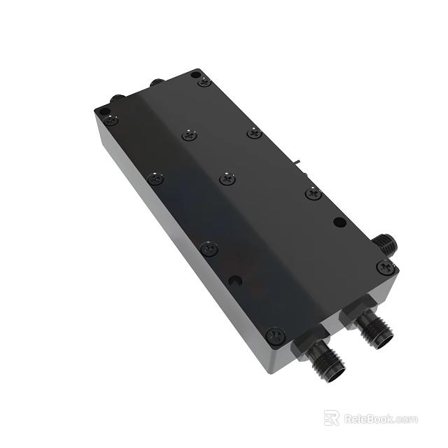 Black Rectangular Industrial Device With Metal Casing Multiple Screw Holes And Connectors 3d model 