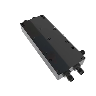 Black Rectangular Industrial Device With Metal Casing Multiple Screw Holes And Connectors 3d model