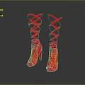 Fashionable Red High Heel Boots With Lace Up Design And Shiny Reflective Surface