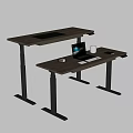 Wooden Adjustable Standing Desk With Dual Tier Surface Laptop Mouse Pad Cup Keyboard and Mouse