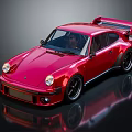 Stunning Red Retro Sports Car With Glossy Exterior Rear Spoiler And Black Wheels
