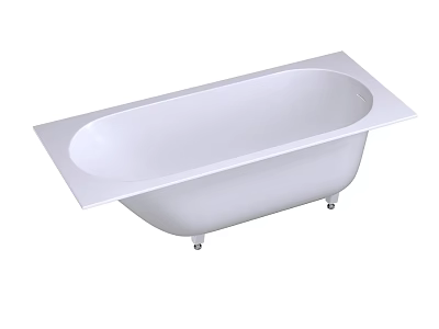 Modern White Rectangular Freestanding Bathtub with Flat Edge and Stand Legs 3d model