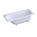 Modern White Rectangular Freestanding Bathtub with Flat Edge and Stand Legs
