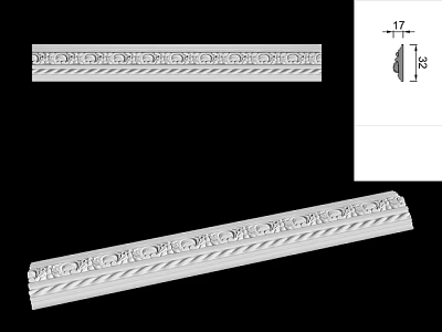Decorative Gypsum Cornice With Intricate Patterns And Classic Design Style 3d model